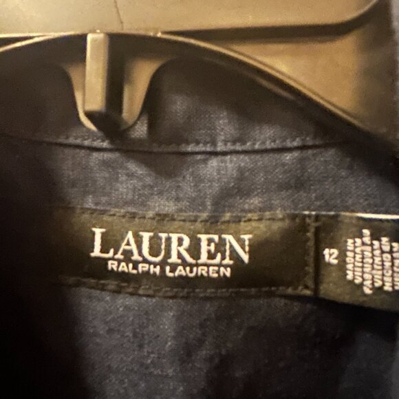 🆕 Ralph Lauren Tie-Front Linen Shirtdress, Size 12 - Picture 9 of 10